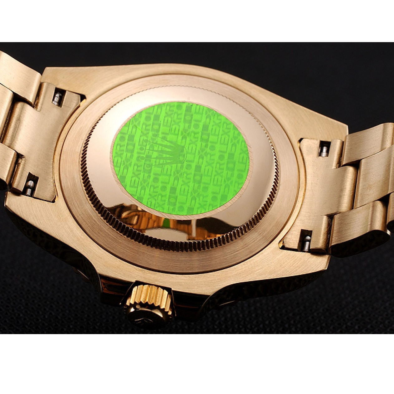 MiroTime 0810 Swiss Rolex Submariner Gold Dial With Diamond Markings Black Bezel Yellow Gold Case And Bracelet